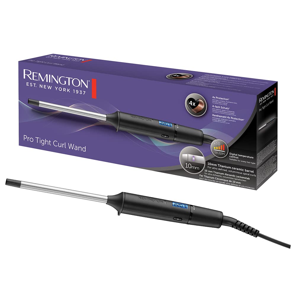 Remington Lockenstab kleine Locken [10mm] Mini Pro Digital (4-facher Schutz, antistatische Keramik-T