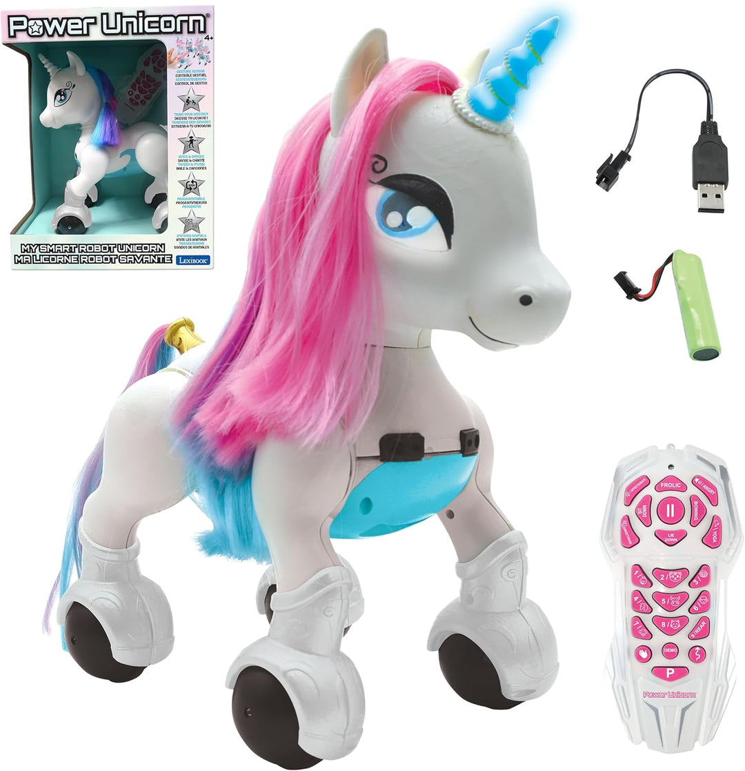Lexibook Power Unicorn® Mein Roboterhund zum Trainieren Programmierbarer Roboter mit Fernbedienung,