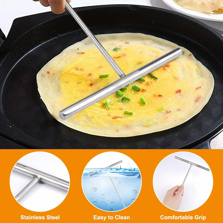2 Stück Crepes Verteiler Spatel, Edelstahl Teigverteiler Crepe Spatel, Crepes Verteiler und Wender S