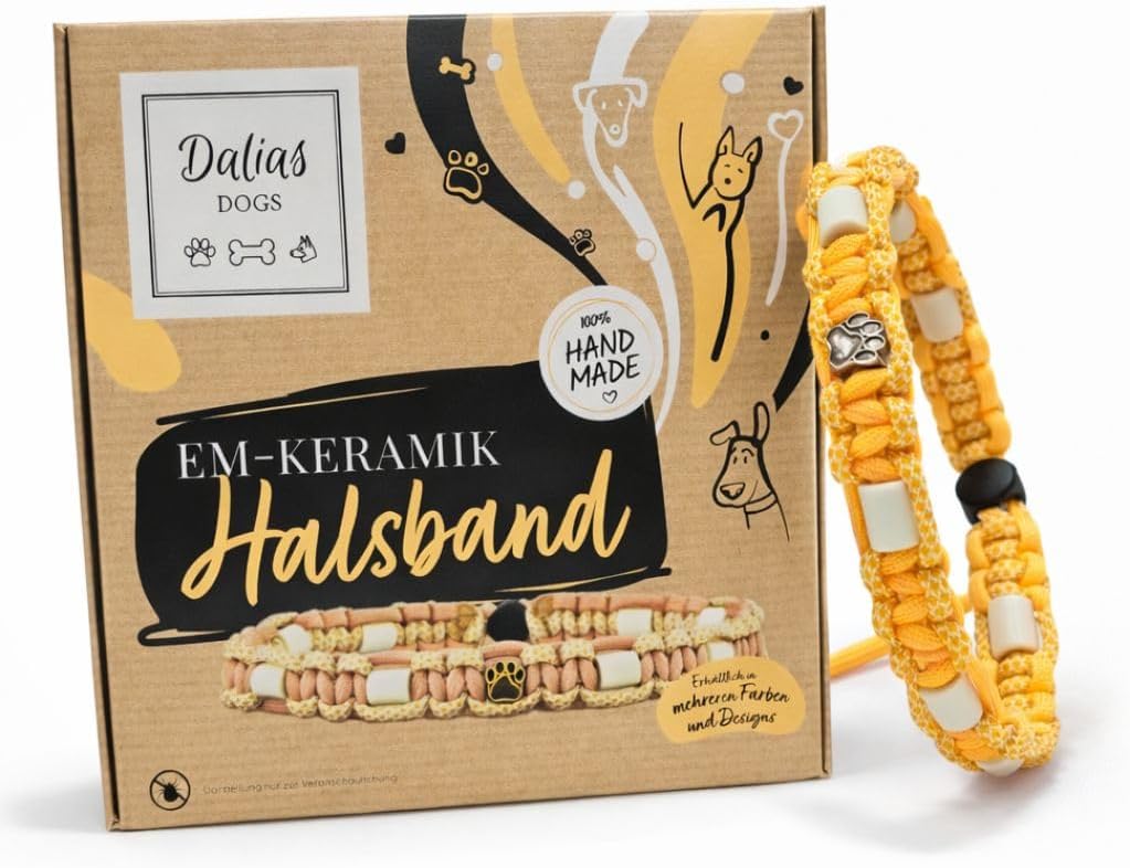 Dalias Dogs - Premium EM-Keramik Bio Natur Hundehalsband Katze Halsband Hund Schmuckhalsband Paracor