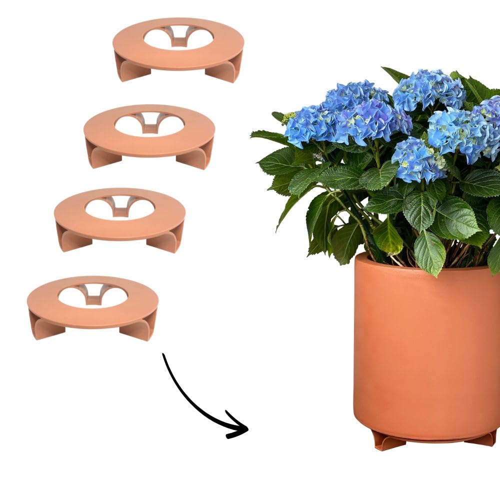 terraced® - 4er Set - Blumentopf Untersetzer - Farbe: Terrakotta - Rund - 16cm Durchmesser – Unterse