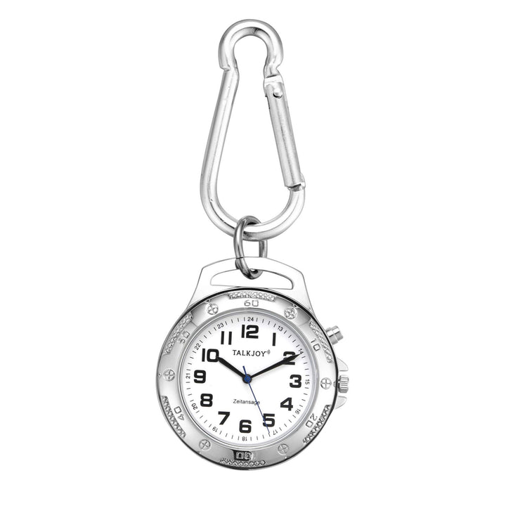 TalkJoy Profi Metall Sprechender Schlüssel-Anhänger Armbanduhr Wecker Uhr Senioren Blindenuhr Tasche