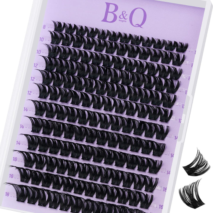 B&amp;Qaugen Lashes Volume Cluster Lashes für Wimpern Extensions 144PCS Glam, Glam