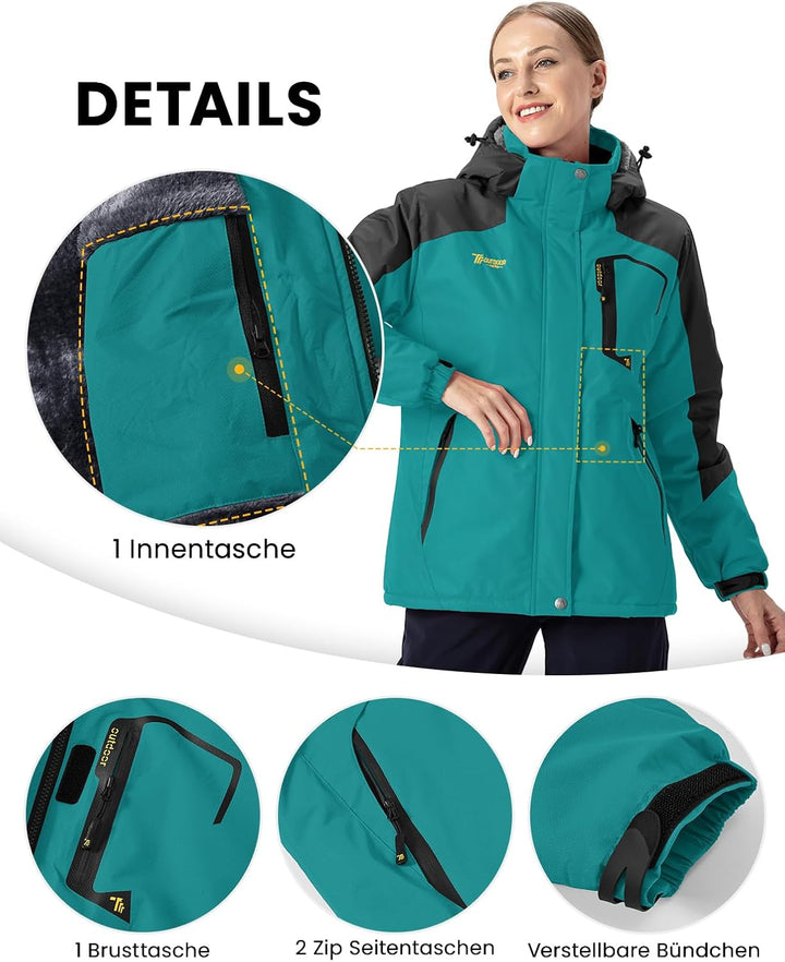 donhobo Damen Jacken Fleecejacke Winterjacke Wasserdicht Atmungsaktiv Verdickt Warm Winddicht Softsh