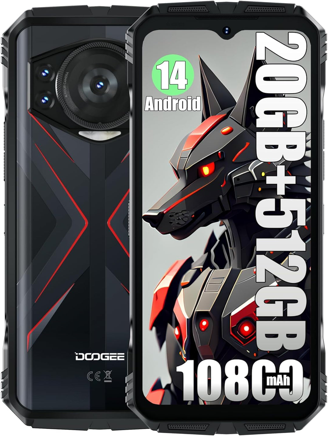DOOGEE S118 Smartphone ohne Vertrag, Helio G99 Octa Core 20GB + 512GB, 10800mAh Akku / 33W, Robustes