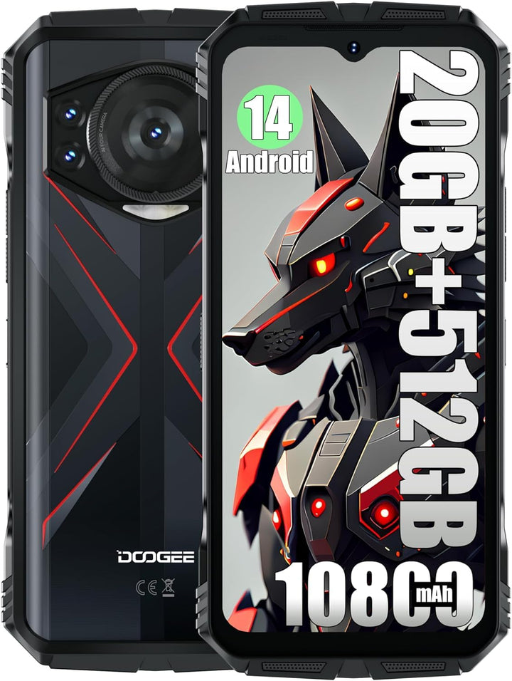 DOOGEE S118 Smartphone ohne Vertrag, Helio G99 Octa Core 20GB + 512GB, 10800mAh Akku / 33W, Robustes