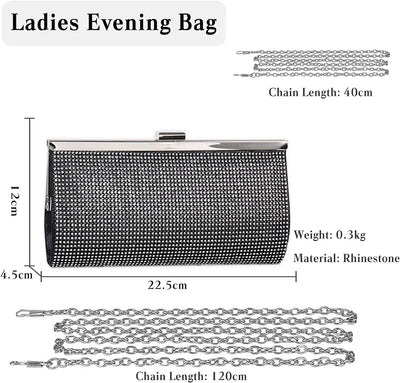 CORIOS Abendtasche Damen Strasssteine Clutch Bag Strass Handtasche Diamant Klein Tasche Kette Elegan