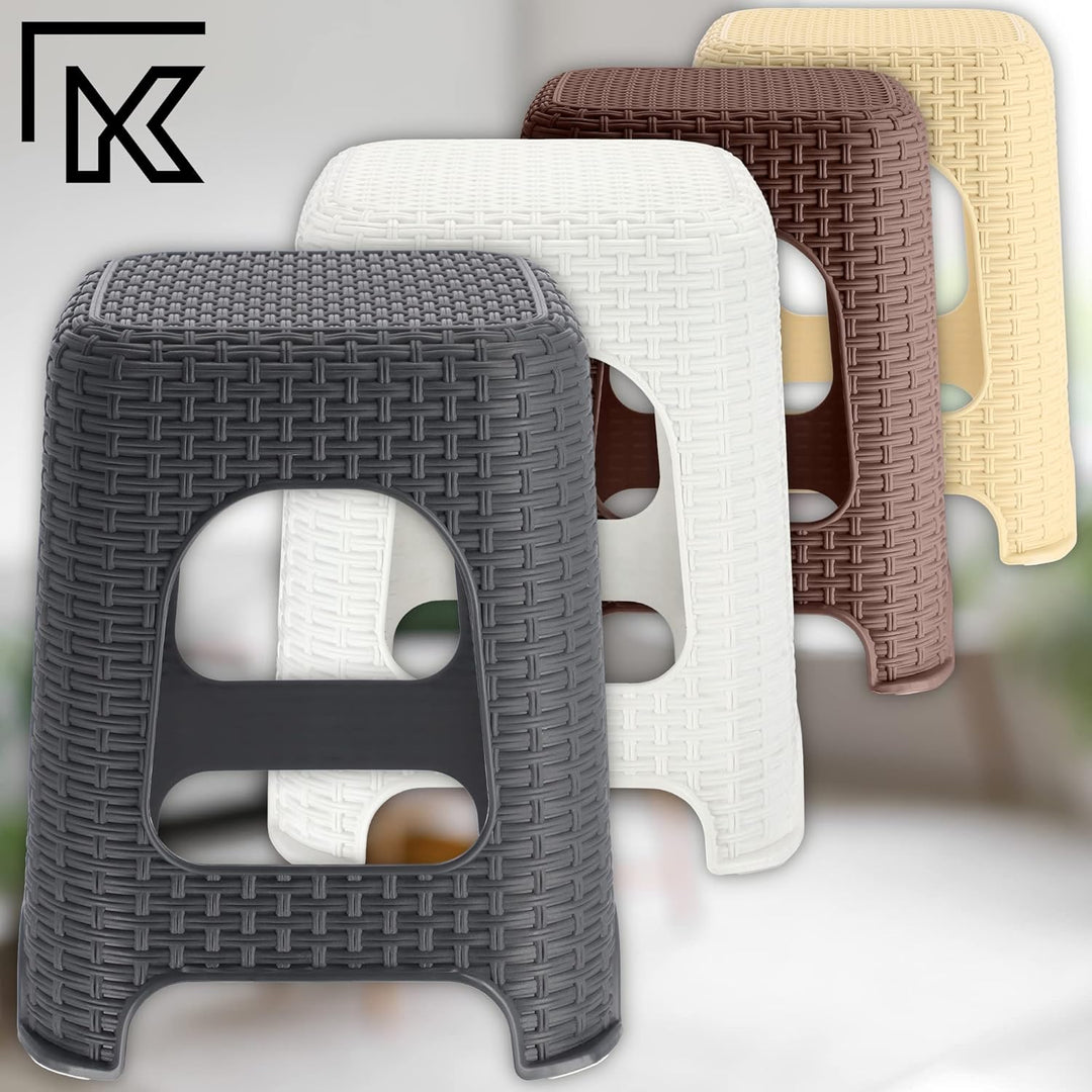 KADAX Hocker aus Kunststoff, Tritthocker bis 120 kg, Rattanhocker mit Antirutschfüssen, Badhocker, W