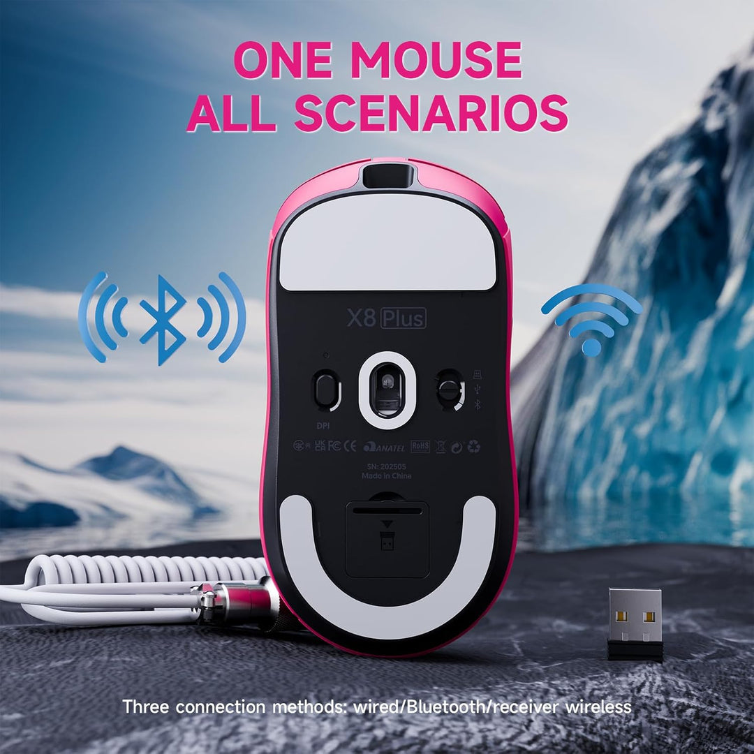 ATTACK SHARK X8 Serie Kabellose Gaming-Maus, 55–65 g Superleicht, PixArt PAW3395/3950 Sensor, BT/2.4