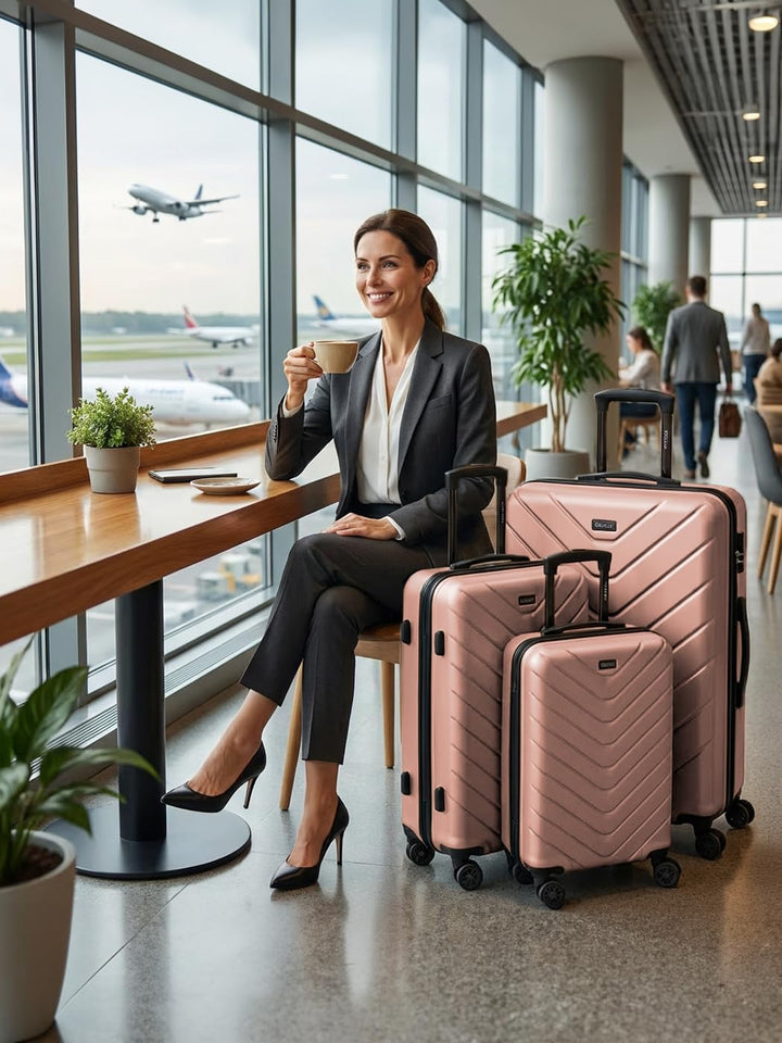 REDOLZ Hartschalen 3er Koffer-Set | Leichte Reise-Trolleys - hochwertiges ABS Material | Damen/Herre