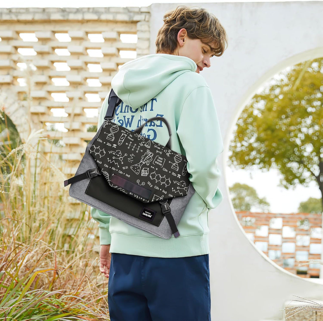 DORRISO Mode Umhängetasche Damen Herren Casual 15.6 Zoll Laptoptasche mit Gepäckgurt Arbeitstasche f
