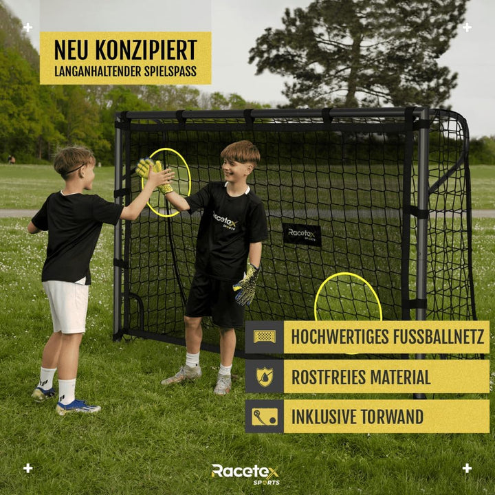 Fussballtore für Garten Kinder [MIT TORWAND] – Robustes Fussballtor Kinder und Erwachsene mit Stahlr