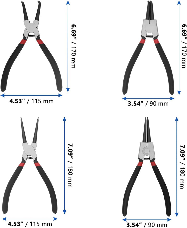 CHUIFAI 8 Stück Sicherungsringzangen Set 170mm, Sprengringzangen Innen und Aussensicherungen, Gerade