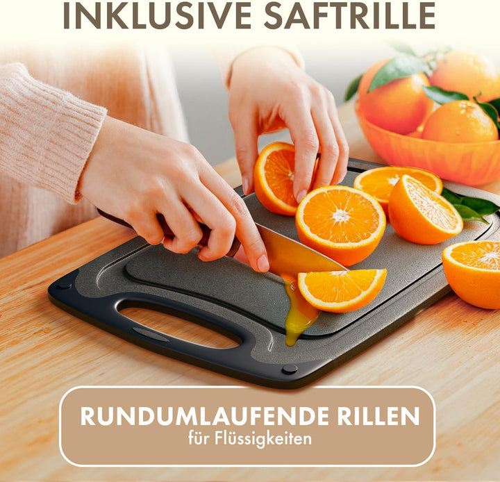 Blumtal Schneidebrett Set mit 3 Grössen (S/M/L) - Schneidebrett Kunststoff gross + Saftrillen & Grif