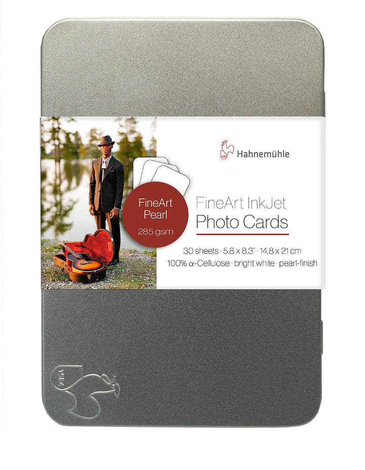 Hahnemühle Inkjet Fotokarten, Mini Foto-Postkarten, FineArt Pearl, perlglänzend, hellweiss, 30 Blatt
