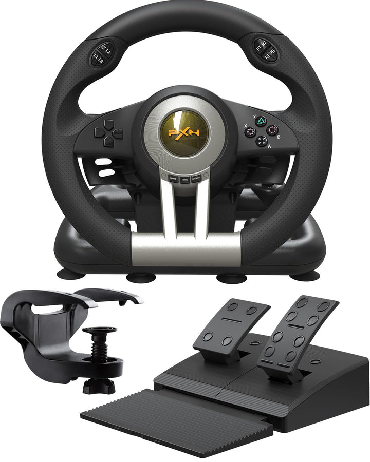 PXN V3 Pro Gaming Lenkrad mit Pedalen - 180°, Vibrationsfeedback, Integrierter Schalthebel, Paddle S