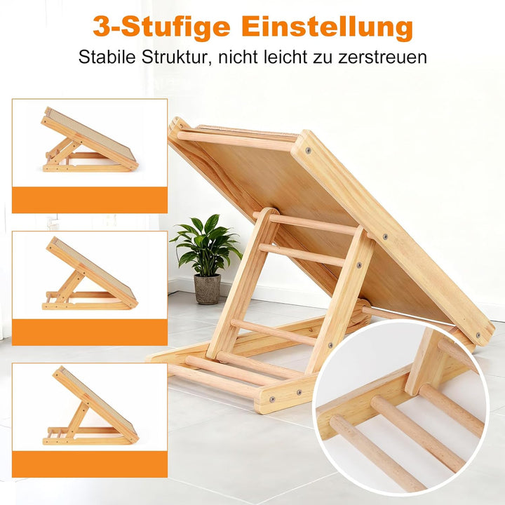 Kratzbrett Katze – Verstellbares &amp; faltbares Kratzmöbel, 50x28,5cm aus stabilem Holz – Kratzzeug zum