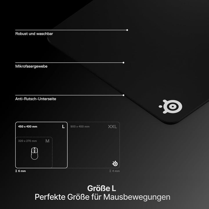SteelSeries QcK Heavy - Gaming-Mauspad - Stoff - Gummiunterseite - Schwarz (450mm x 400mm x 6mm)