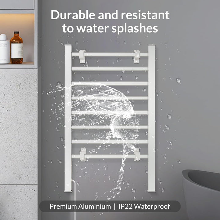 Todeco Handtuchheizkörper Elektrisch ohne Boren, 135W Badheizkörper mit Timer, Handtuchtrockner Elek