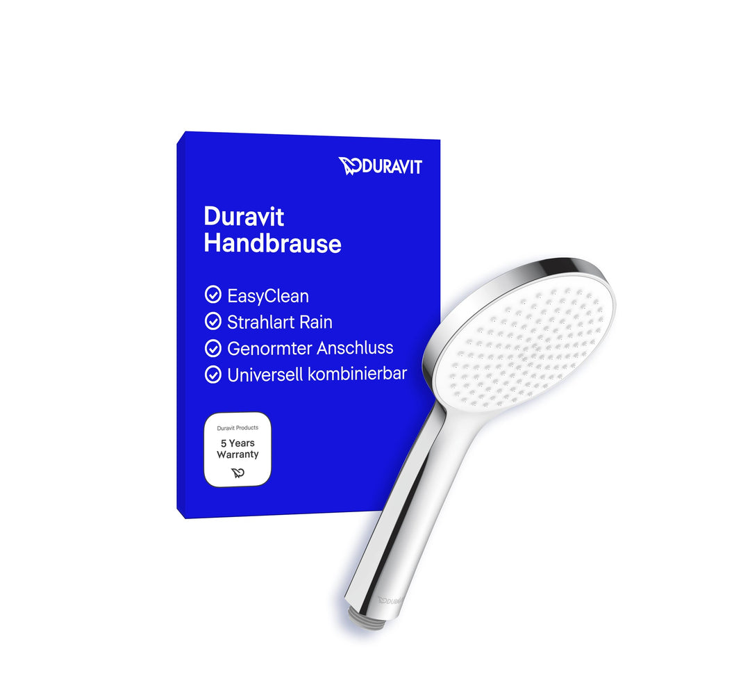 Duravit Universal Duschkopf, Duschbrause mit Strahlart Rain, Handbrause rund (Ø 110 mm), Brausekopf