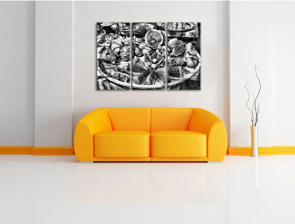 Pixxprint exotischer Fruchtteller als Leinwandbild/Grösse: 3 Teilig (120x80) cm/Wandbild/Kunstdruck/