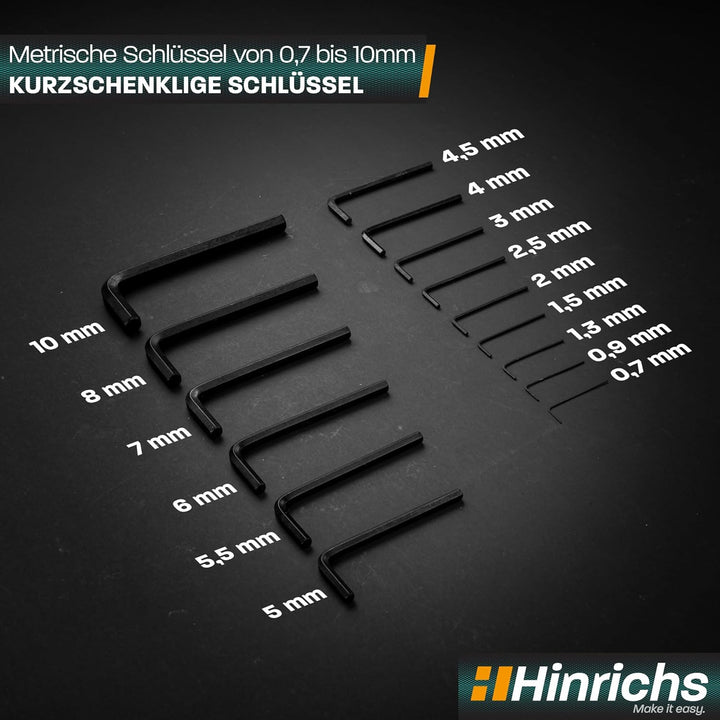 Hinrichs 30 tlg. Innensechskantschlüssel Satz Zoll und Metrisch - Innensechskant Satz - Sechskantsch