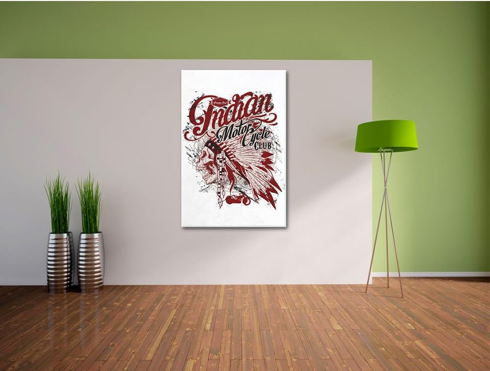 Indian motorcycle-Club white Bild auf Leinwand, XXL riesige Bilder fertig gerahmt mit Keilrahmen, Ku
