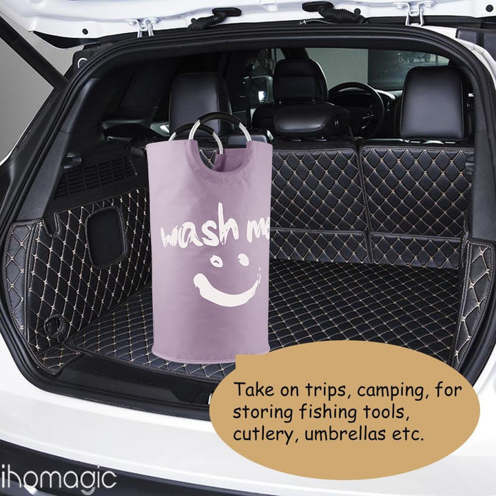 IHOMAGIC 115L Faltbare Wäschekörbe Wäschebehälter mit Aluminiumgriffen, Grosse Wäschesammler, Reise