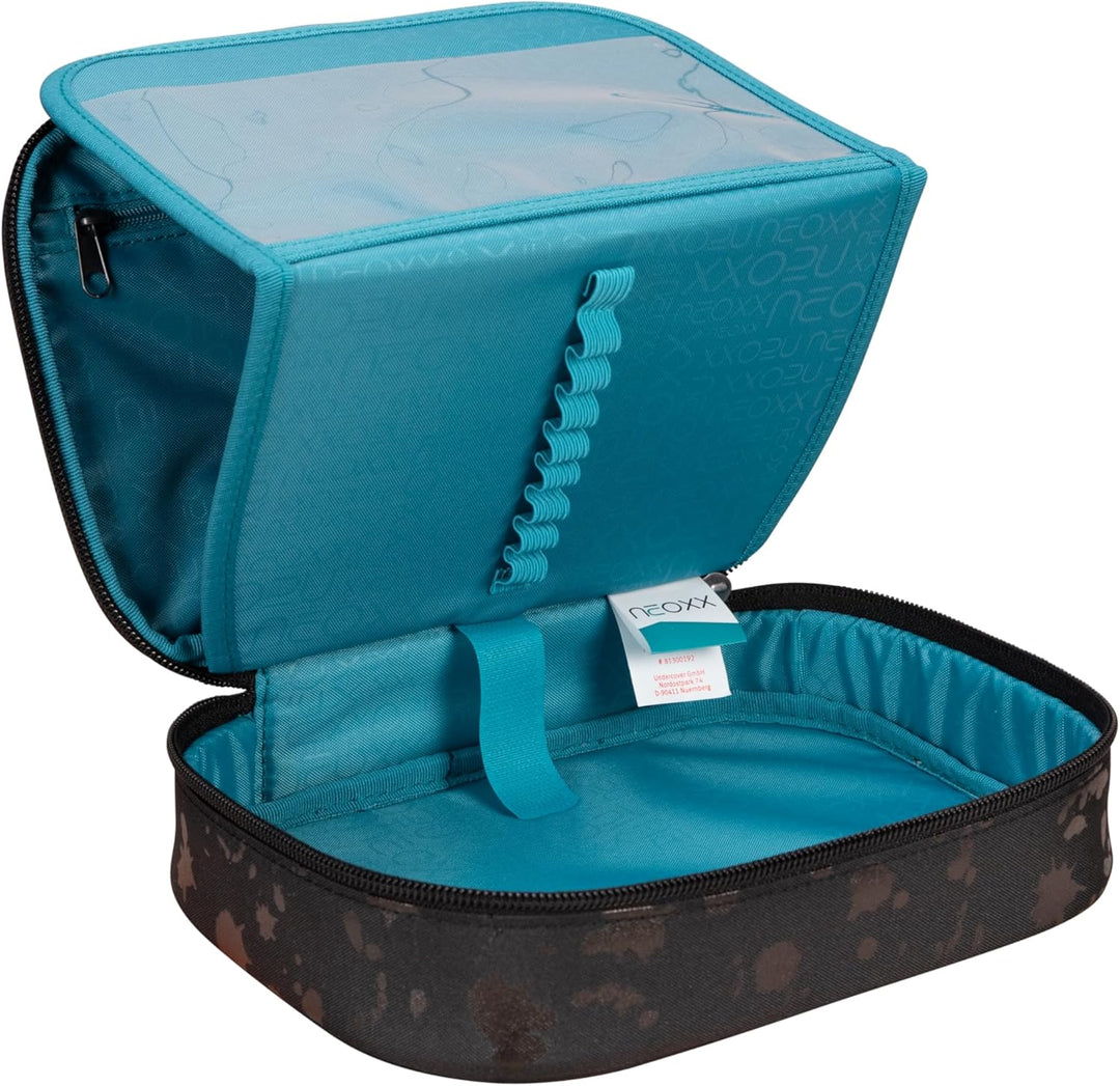 neoxx - Schlamperbox Dunk Splash in Black – Platz für EIN Geodreieck – Stifte Flap mit 26 Stifteschl