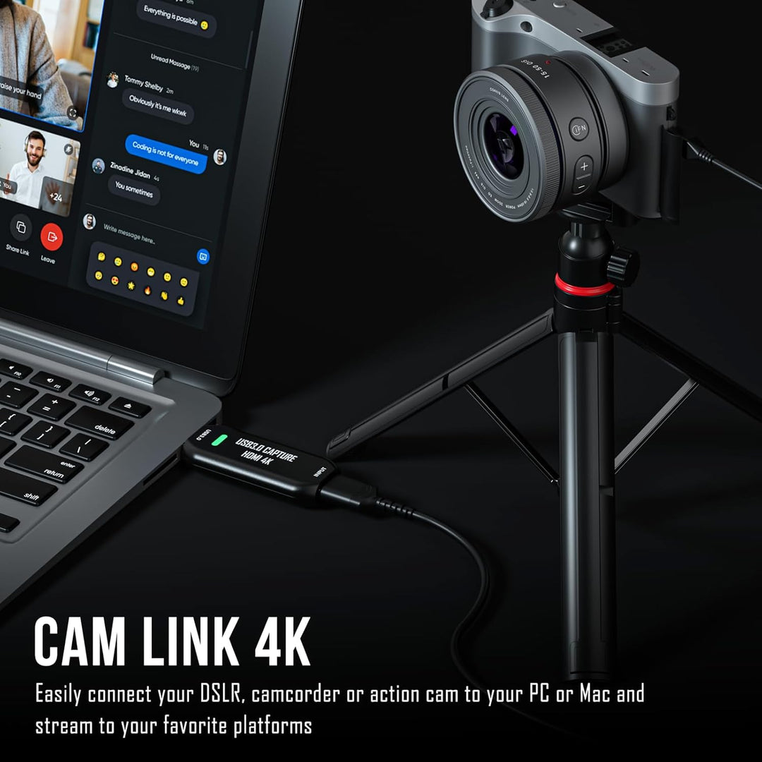 Cam Link 4K, Externe Kamera Capture Card für DSLR, Camcorder, Action Cam als Webcam, Streamen und Au