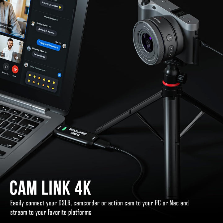 Cam Link 4K, Externe Kamera Capture Card für DSLR, Camcorder, Action Cam als Webcam, Streamen und Au