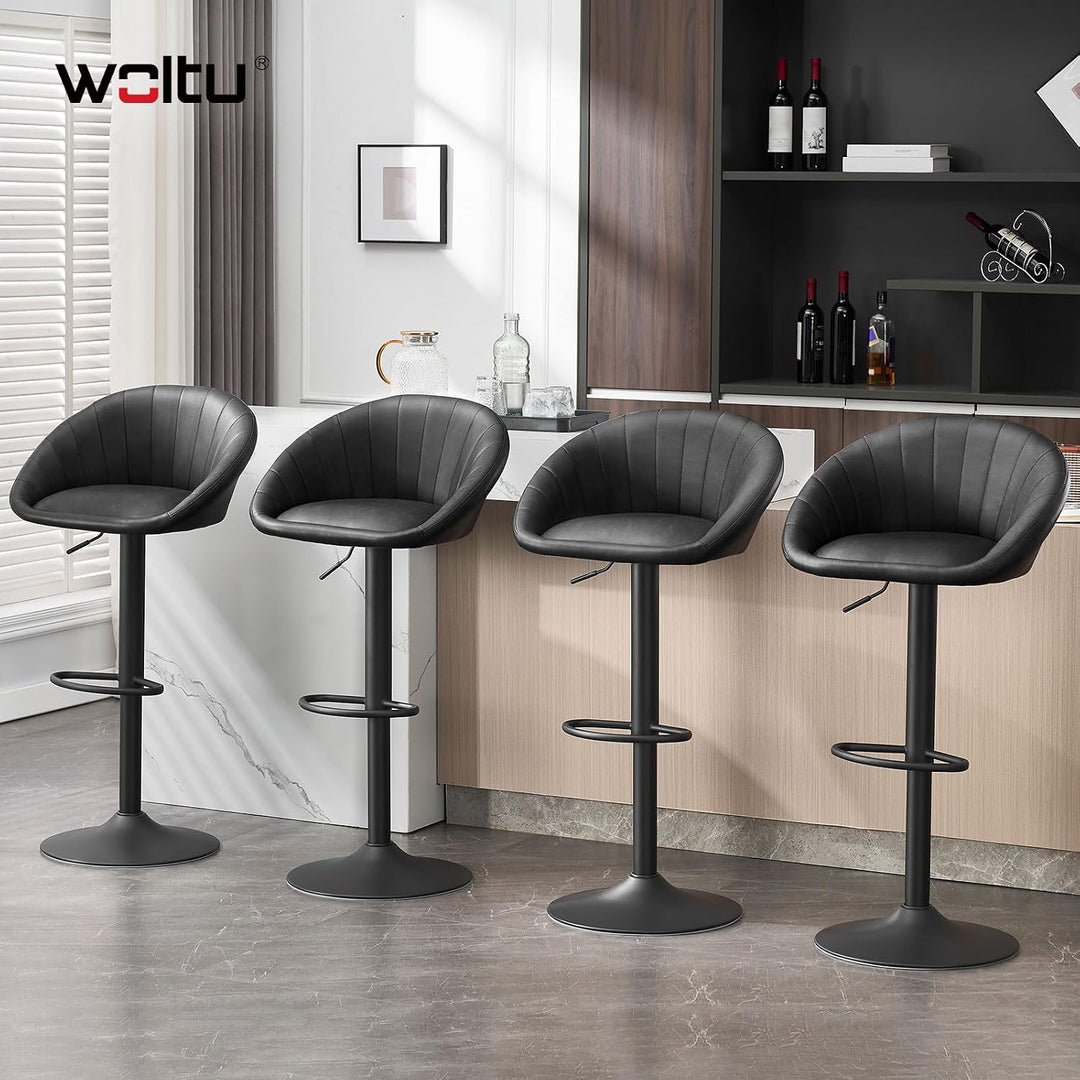 WOLTU Barhocker 2er Set, Barstuhl Höhenverstellbar, PU-Bezug, Anthrazit | Drehbarer Bar Stool mit Rü