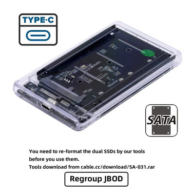 chenyang CY MSATA auf USB C Adapter,Dual MSATA Mini-SATA SSD Karte JOBD Raid0 Span Bridge auf USB C