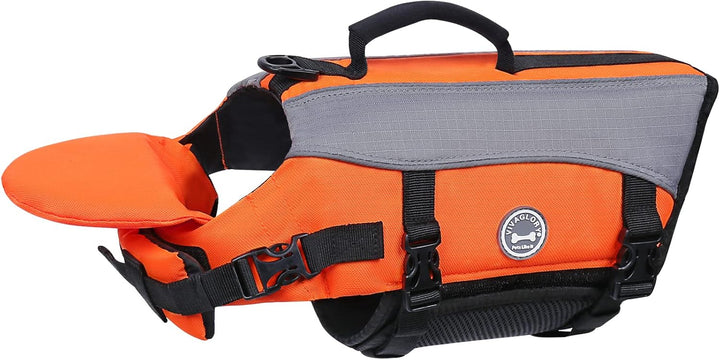 VIVAGLORY Front Float Schwimmweste Hund, Hundeschwimmweste für Bootfahren, Schwimmweste with Kopfstü