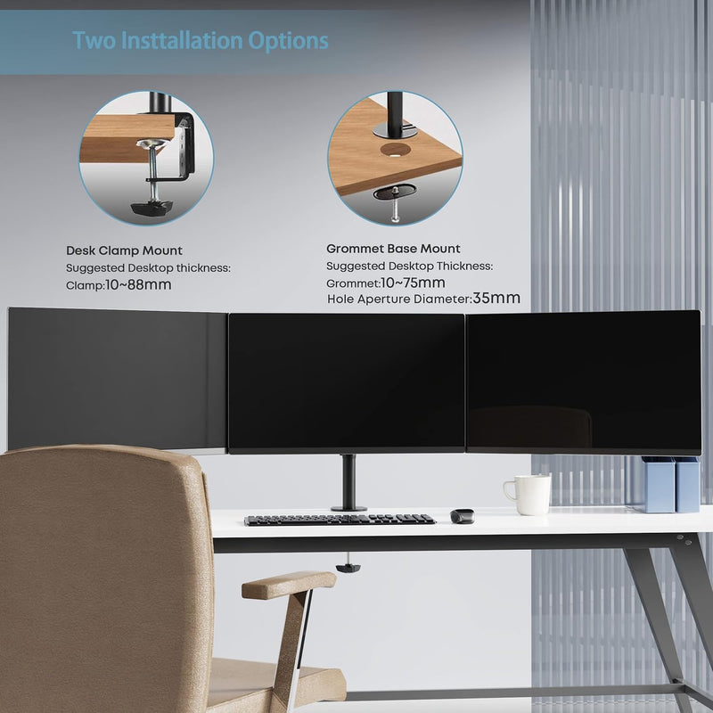 PUTORSEN Monitor Tischhalterung für 3 Monitore 13"-27" LCD LED TV Bildschirme Flachbildschirm, Belas
