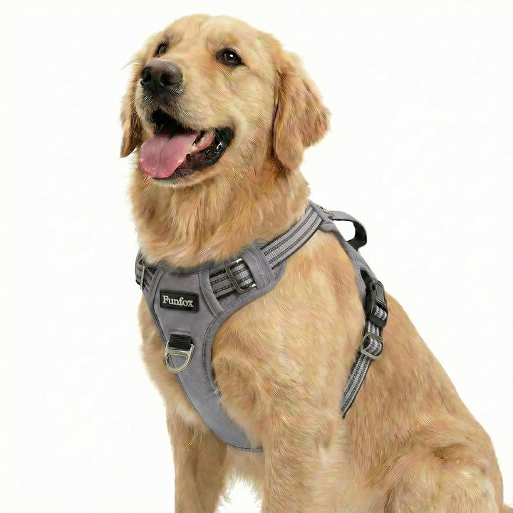 Funfox Hundegeschirr Mittelgrosse Hunde, Anti Zug Brustgeschirr Verstellbares Geschirr Hund mit Grif