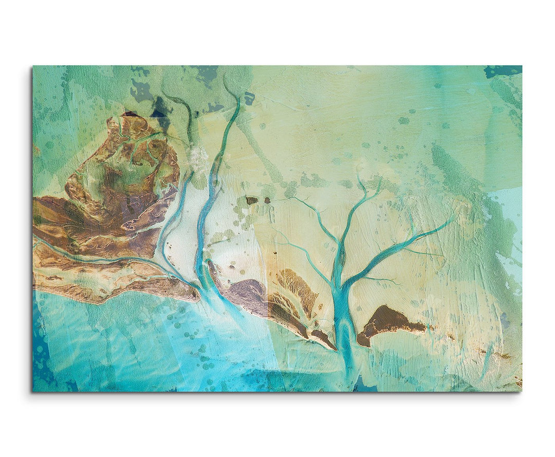 Paul Sinus Art 80x60cm Fotoleinwand Leinwanddruck Kunstdruck Wandbild blau türkis braun gemalt