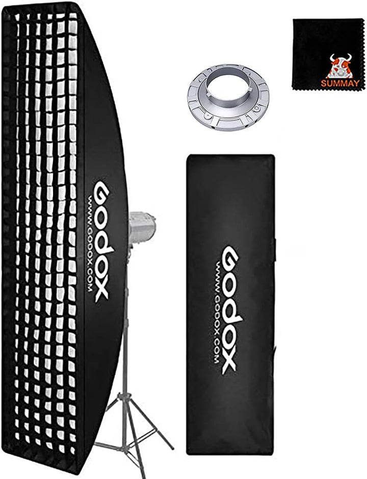 GODOX Softbox 35cm X 160cm Rechteckige Softbox mit Gitter Studioleuchte Bowens Softboxen Fotografie