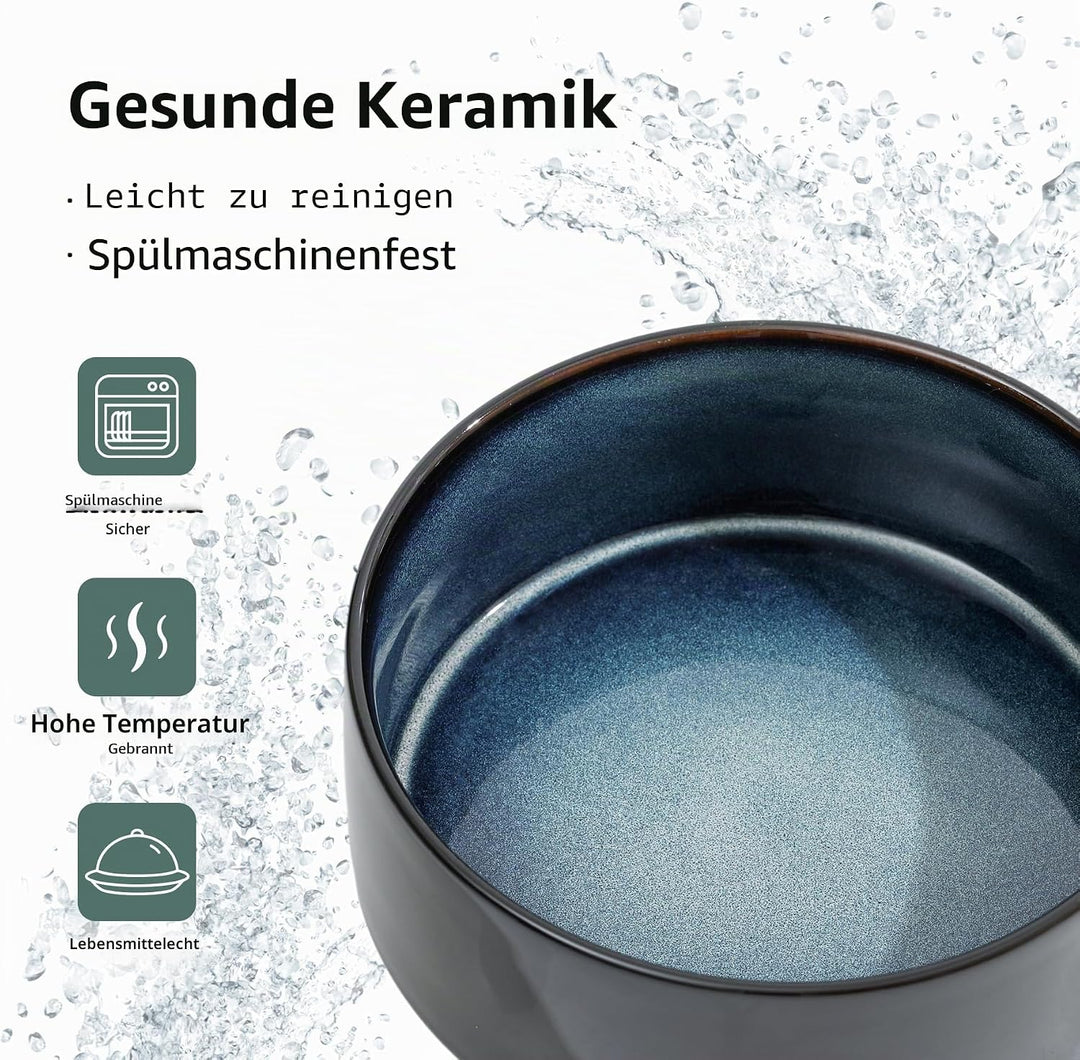 Keramischer Hundenapf 15,5 cm mit Standfuss für kleine und mittelgrosse Hunderassen, Futter- und Was