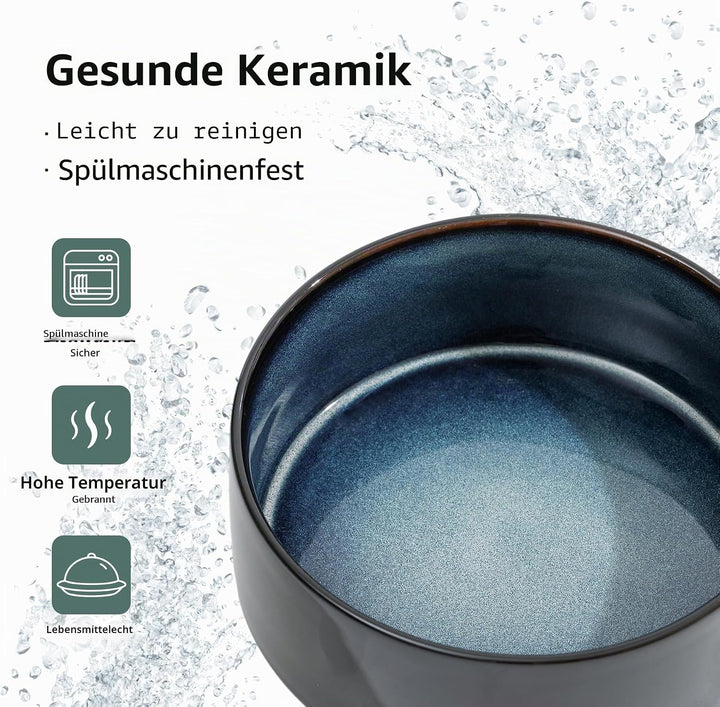 Keramischer Hundenapf 15,5 cm mit Standfuss für kleine und mittelgrosse Hunderassen, Futter- und Was