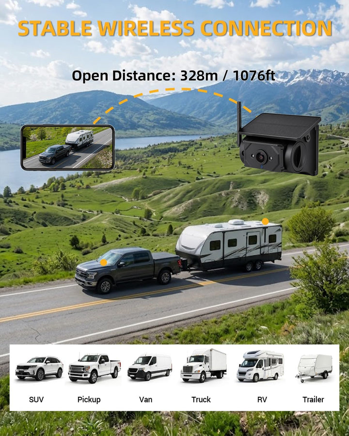 Solar Magnetische WLAN HD Rückfahrkamera 9600mAh 1080P IP67 LKW Nur Kamera, Nur Kamera
