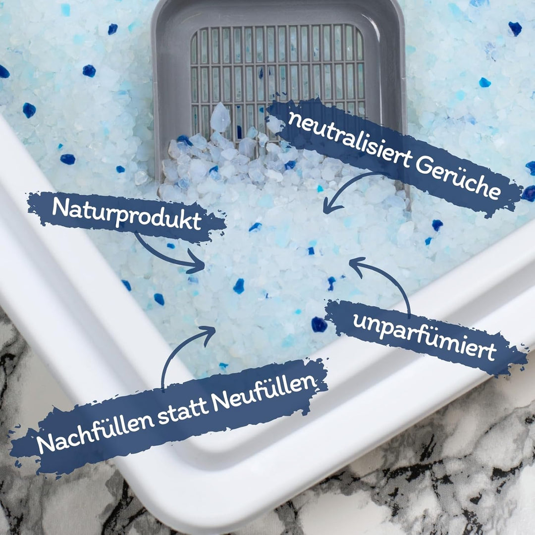 Lyra Pet® | 12 x 5 L = 60 L Lyra Power Silica Silikat Katzenstreu + 2 Spielmäuse | 100% Kieselgel |
