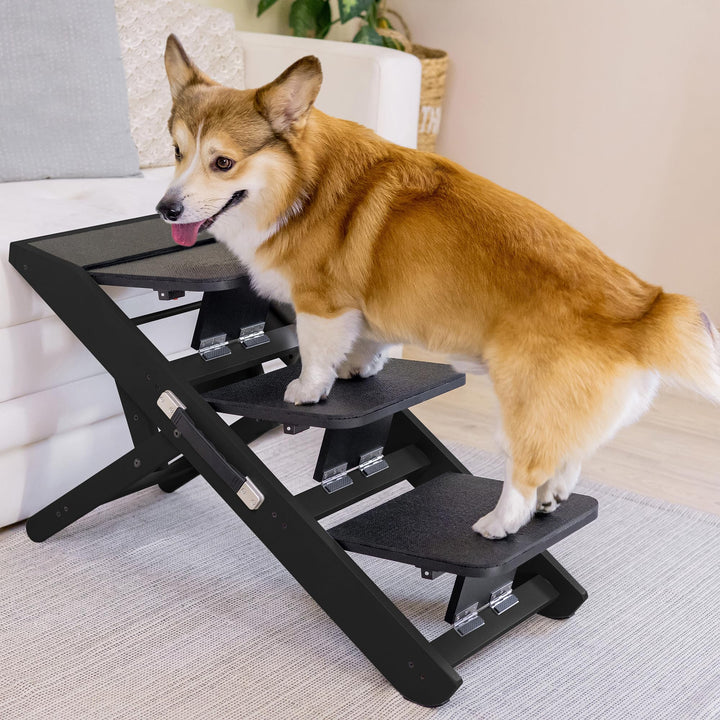 Hundetreppe für Bett & Sofa 2-in-1 Rampe - höhenverstellbare Hunderampe für Couch 18-50 cm - leicht