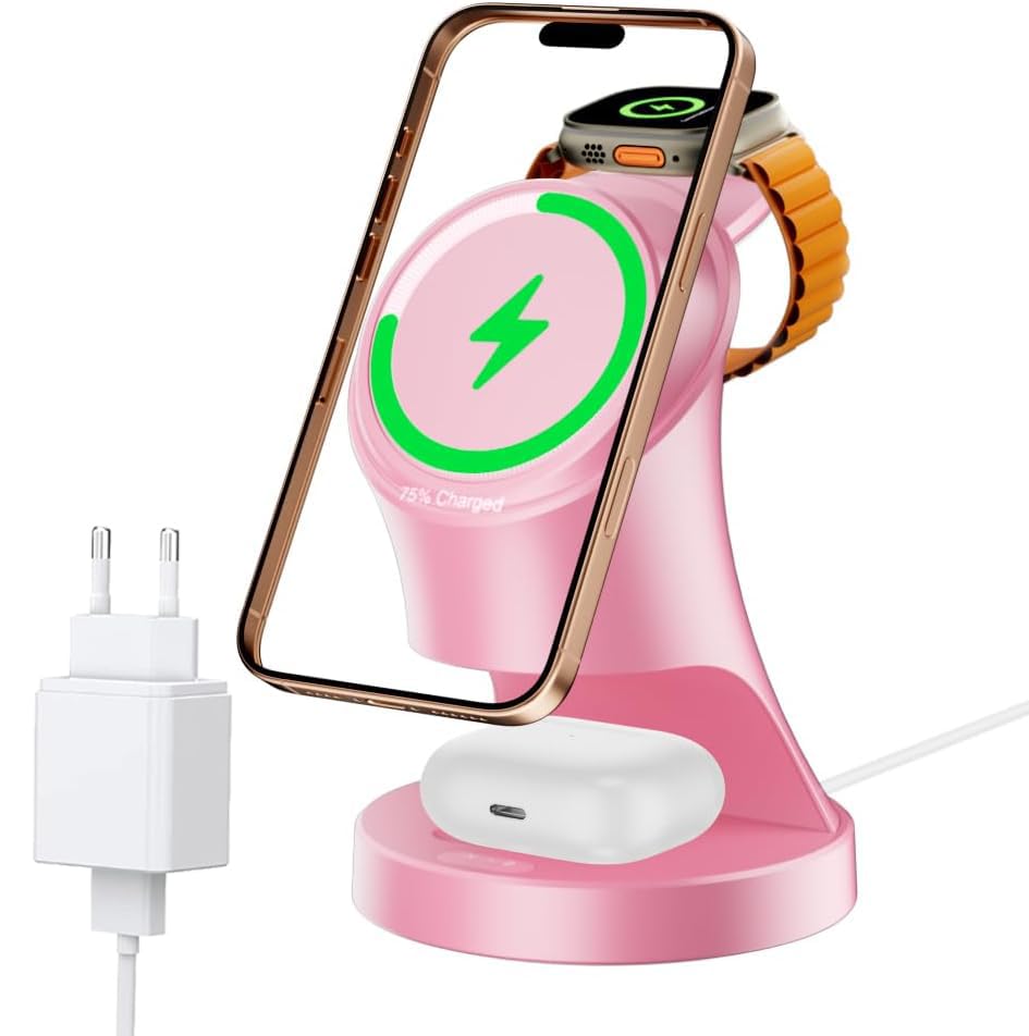 Ladestation für Apple Watch und iPhone, 3 in 1 Wireless Charger Induktive Ladestation/Kabelloses Lad