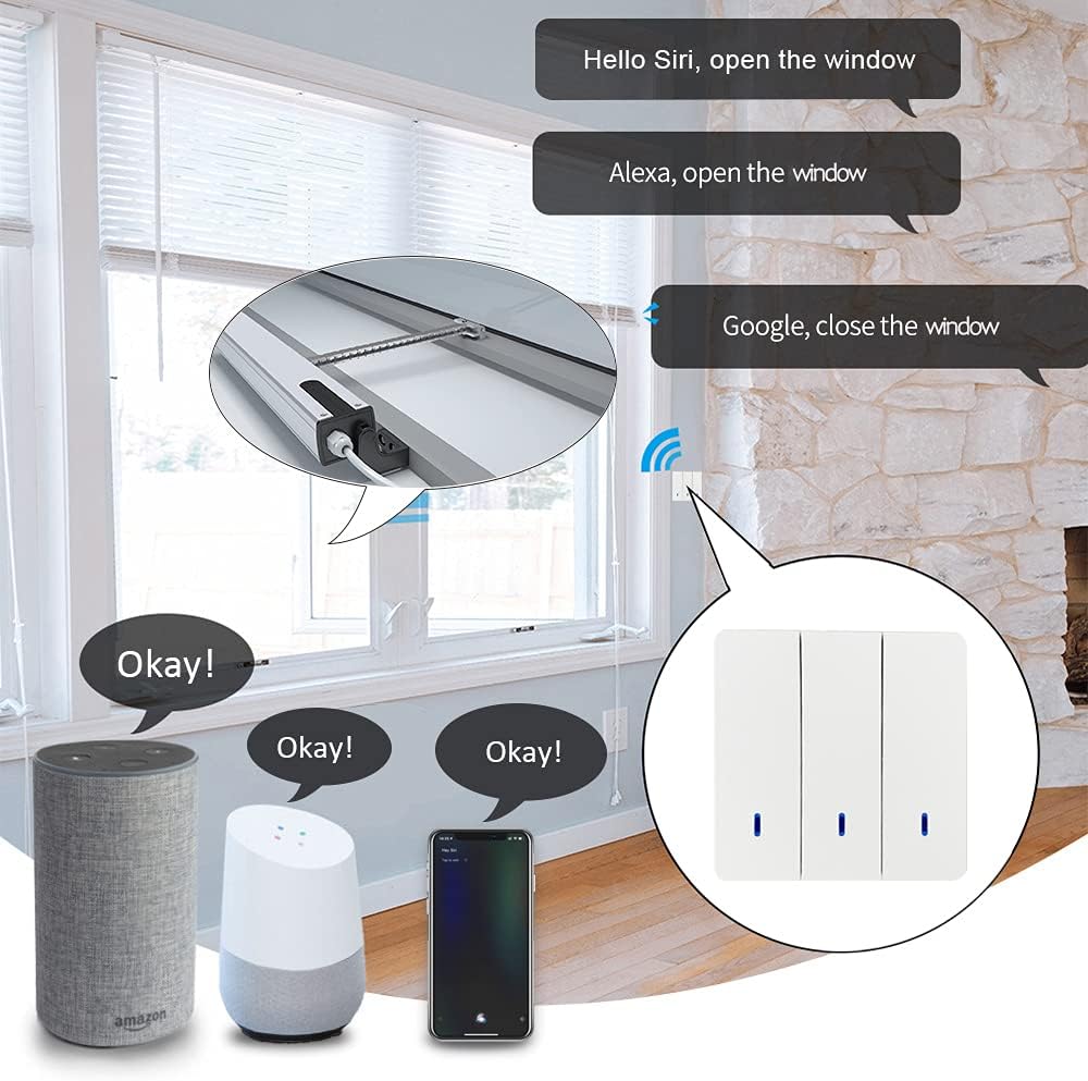 Olide Automatischer Fensteröffner mit einstellbarem Stroke, Kompatibel mit Alexa und Google Home Ass