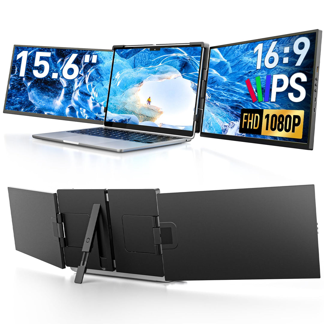 15.6" Laptop Screen Extender, FHD 1080P IPS Laptop Bildschirm Erweiterung, Plug & Play Triple Displa