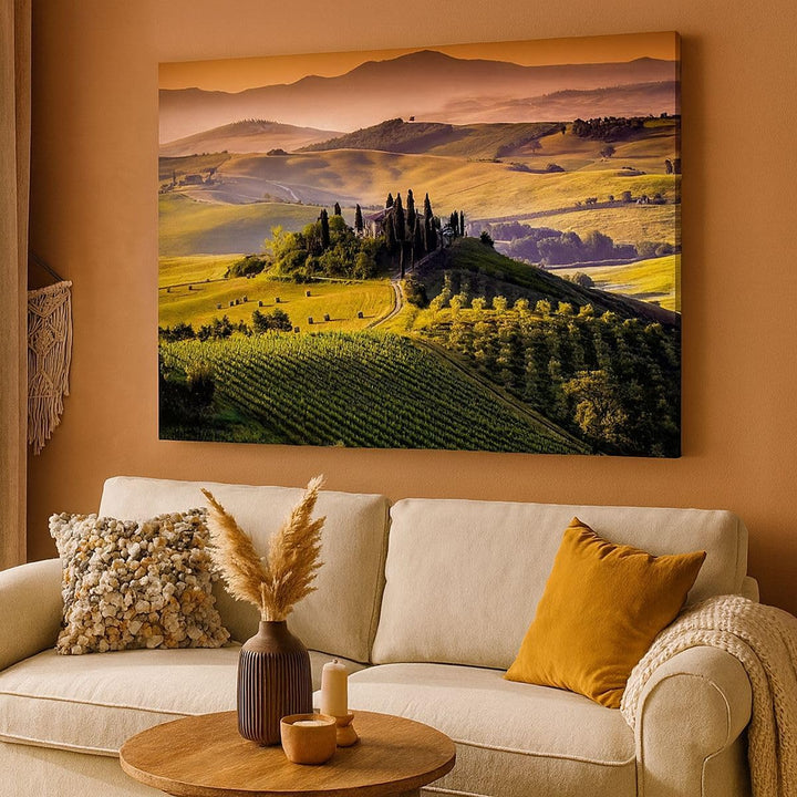 Bilder auf Leinwand 100x70cm Leinwandbild Landwirtschaft Bauernhof Toskana Weinberg Gross Wanddeko B