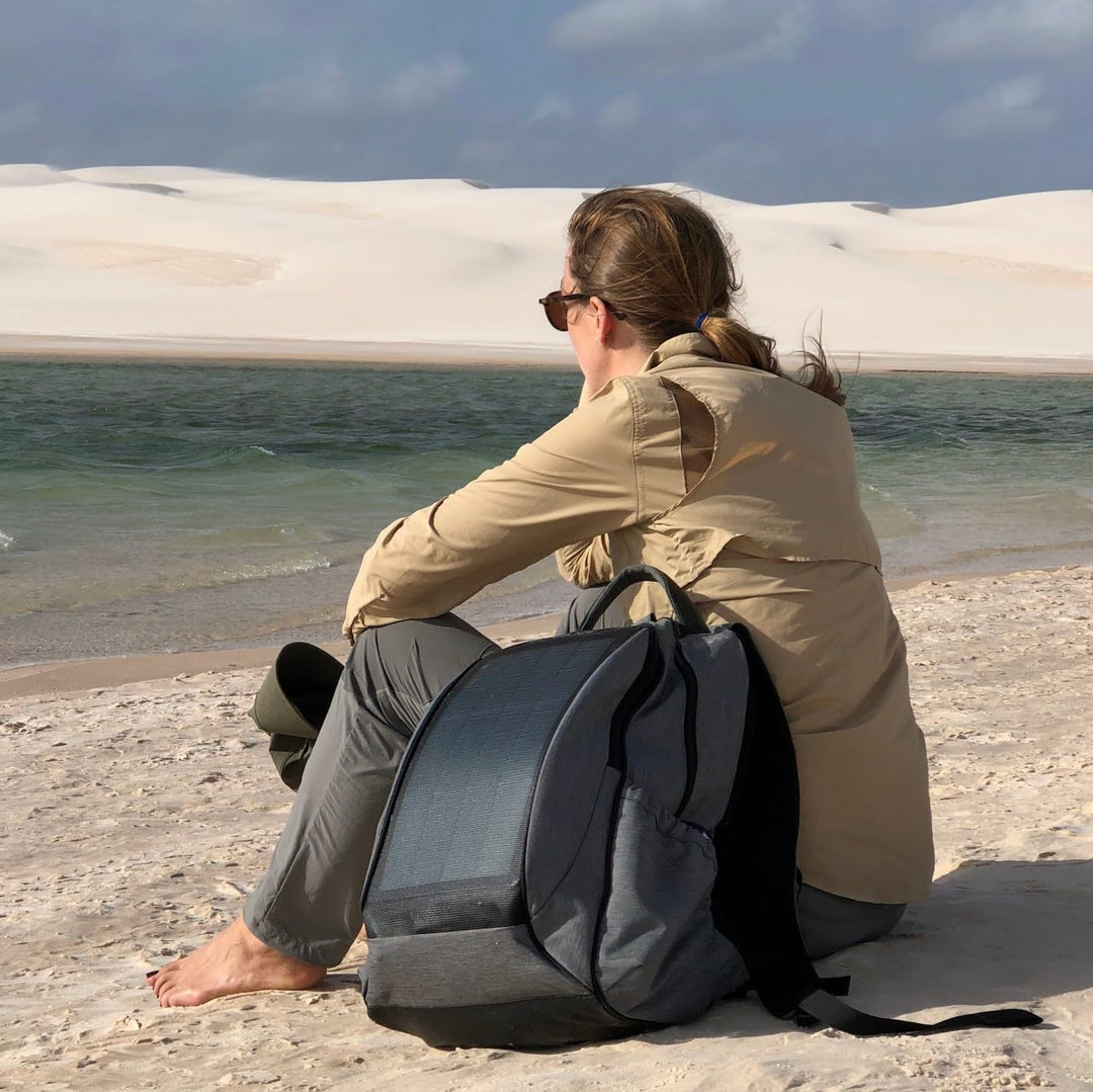 Wasserdichter Laptop Rucksack mit intergriertem Solar Paneel, Outdoor Backpack Tasche für Damen und