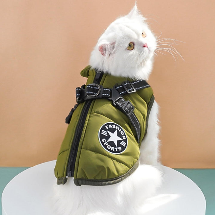 Hundejacke Winterweste Mit Geschirr, Wasserdichter Hundemantel für Kleine Hunde, Maschinen Waschbar,