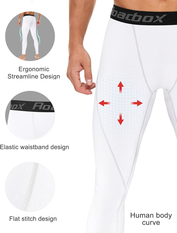 Roadbox Kompressionshose Herren Laufhose Lang für Sport, Training, Fitness, Radfahren, Yoga, Wandern